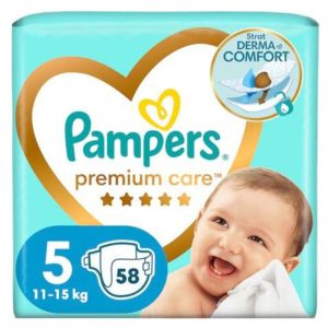Scutece pentru bebelusi Premium Care, Marimea 5, 11-16kg, 58 Bucati, Pampers