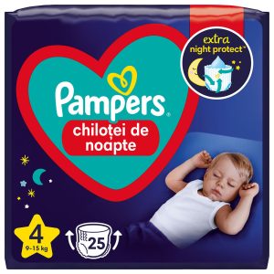 Scutece chilotel de noapte, Marimea 4, 9-15kg, 25 Bucati, Pampers